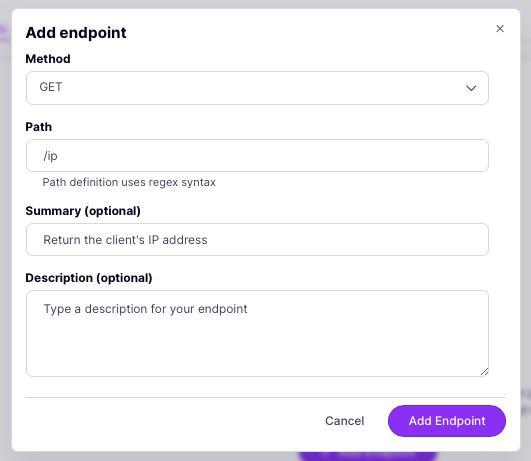 Provide the details of the new endpoint
